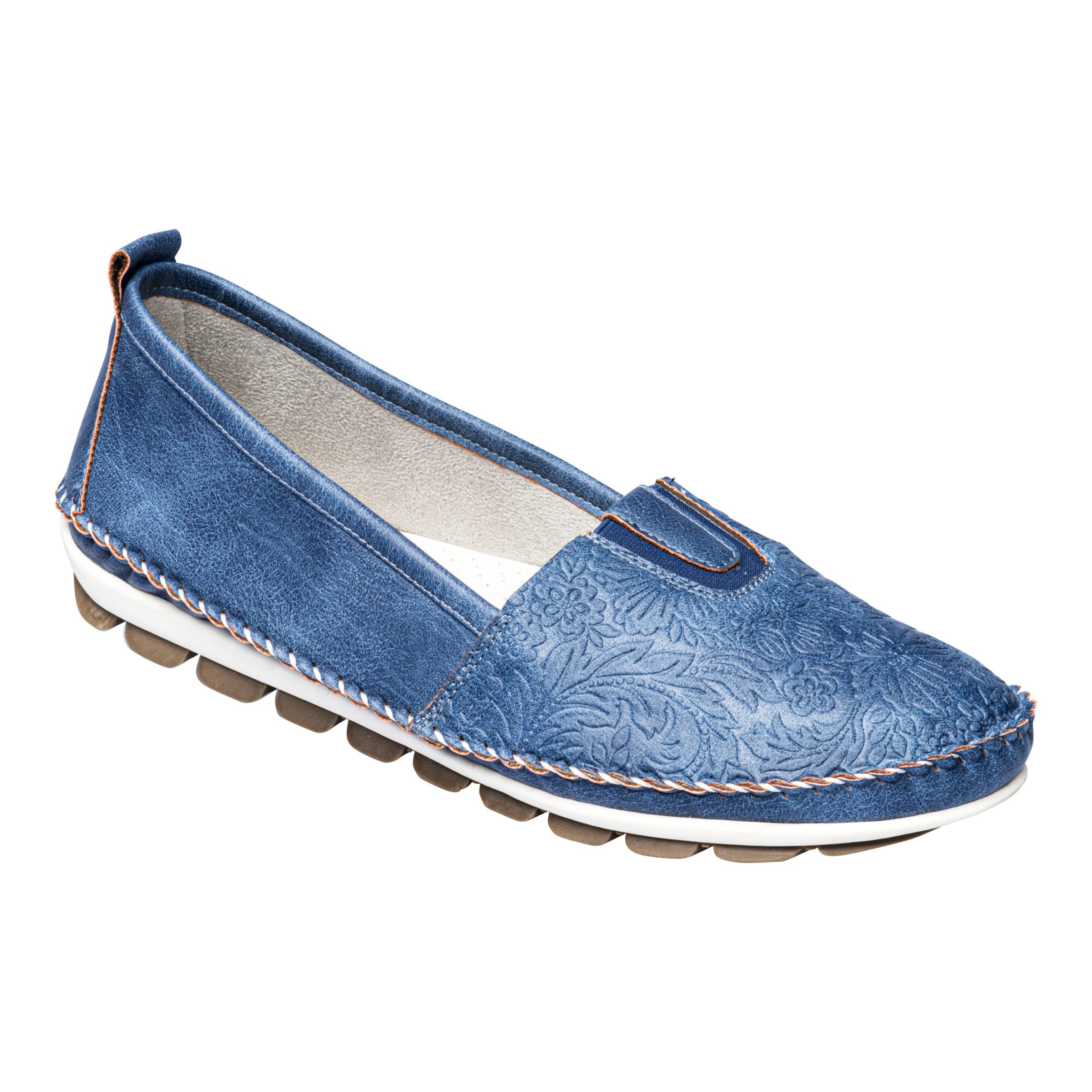wonderwalk Stretch-Mokassin mit Leder „Sabine“, Größe: 41, blau