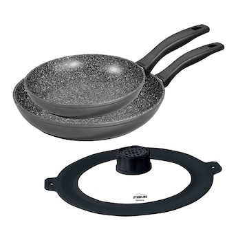 STONELINE Pfannen-Set 3-teilig 24/28 | mit Deckel - Schwarz