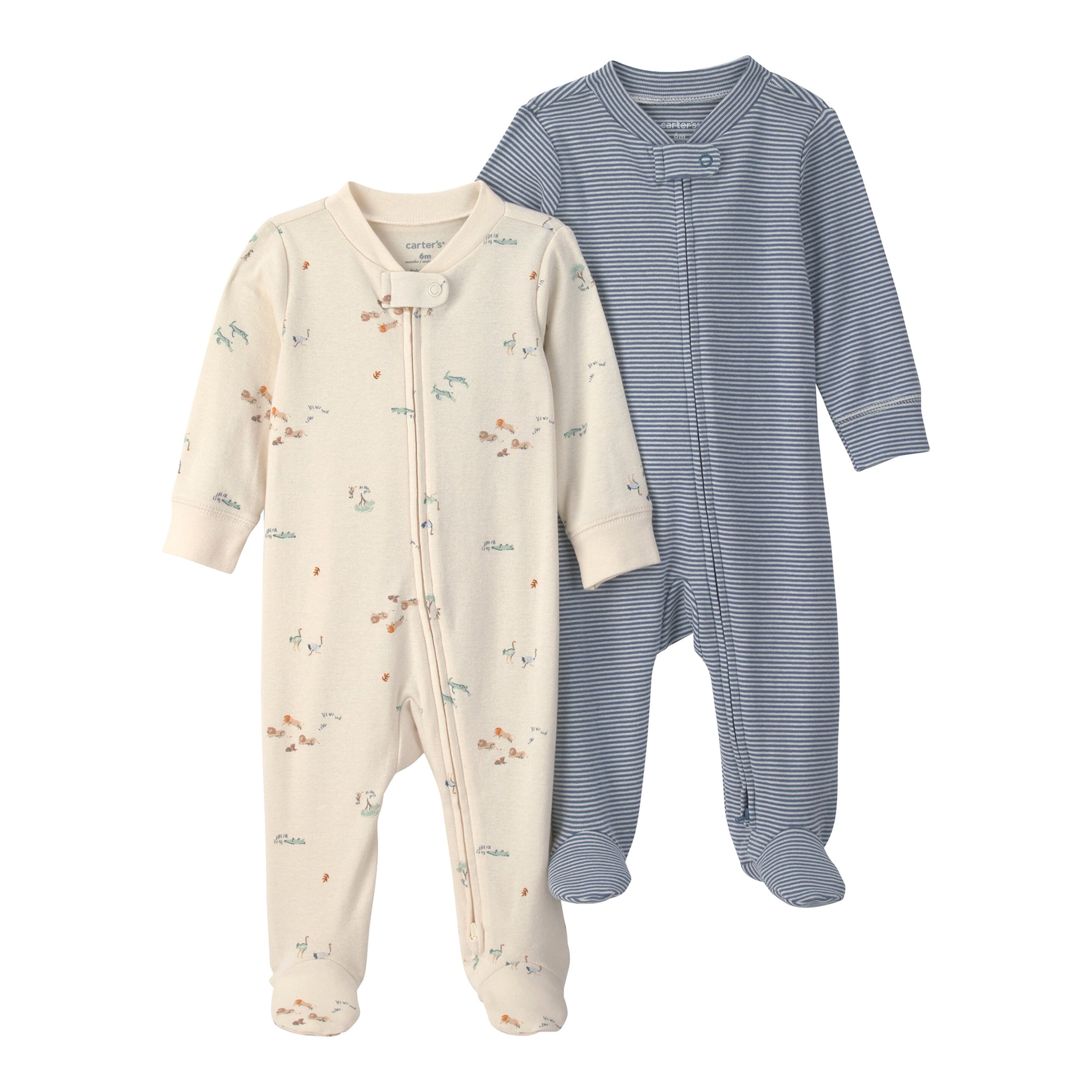 Carter's 2er-Pack Schlafoveralls mit Fuß Safari Ringel