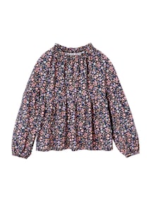 Bluse mit gesmokten Ausschnitt Mädchen, Blumenprint