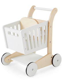 Spiel-Einkaufswagen mit Puppensitz aus Holz FSC®