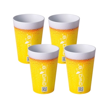 AWAVE Trinkbecher 500 ml rPET Set 4-teilig, mit Eichstrich