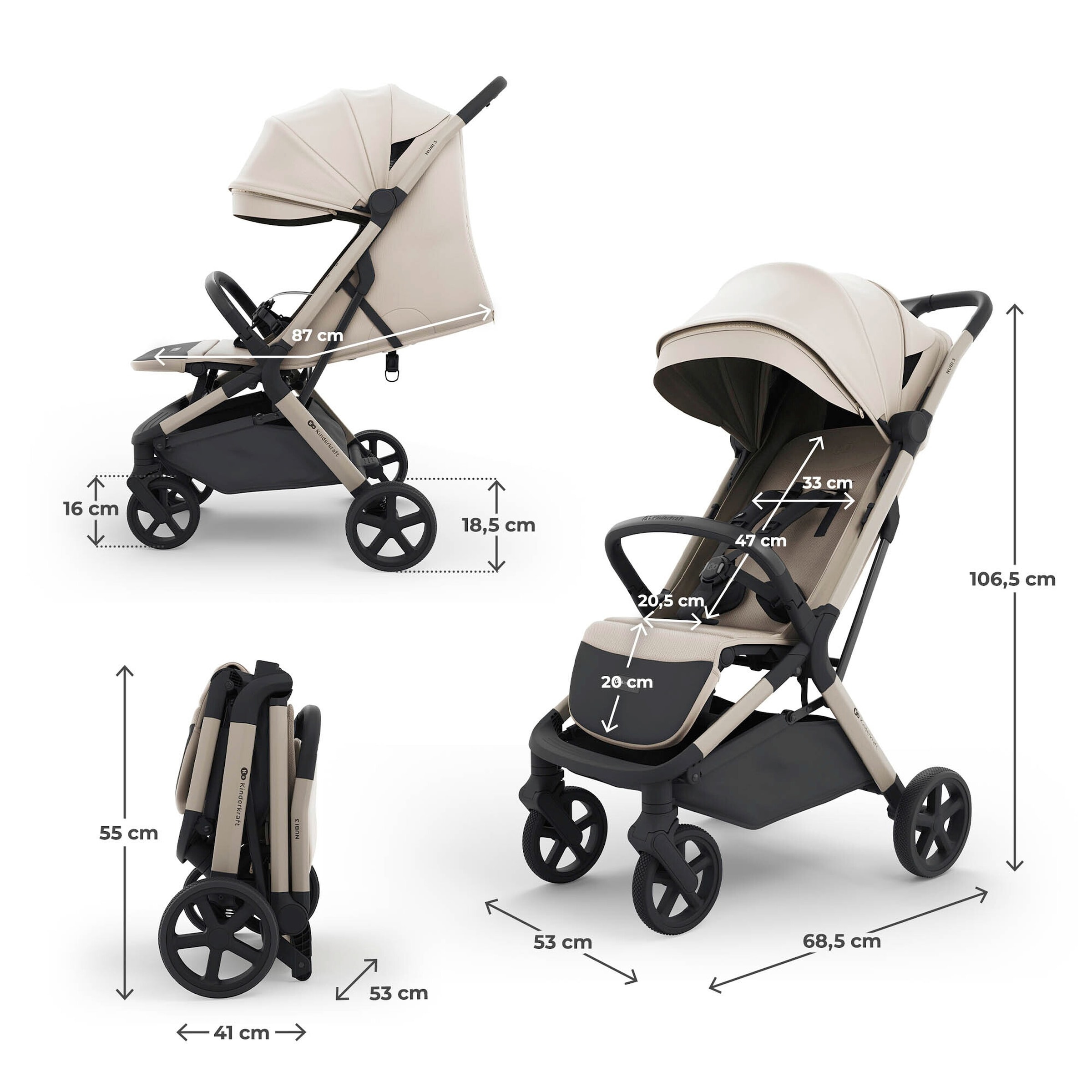 Thumbnail - Kinderkraft Buggy NUBI 3 beige