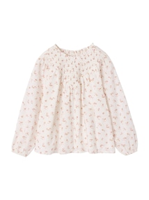 Bluse Mädchen mit gesmokten Ausschnitt und Rüschenkragen