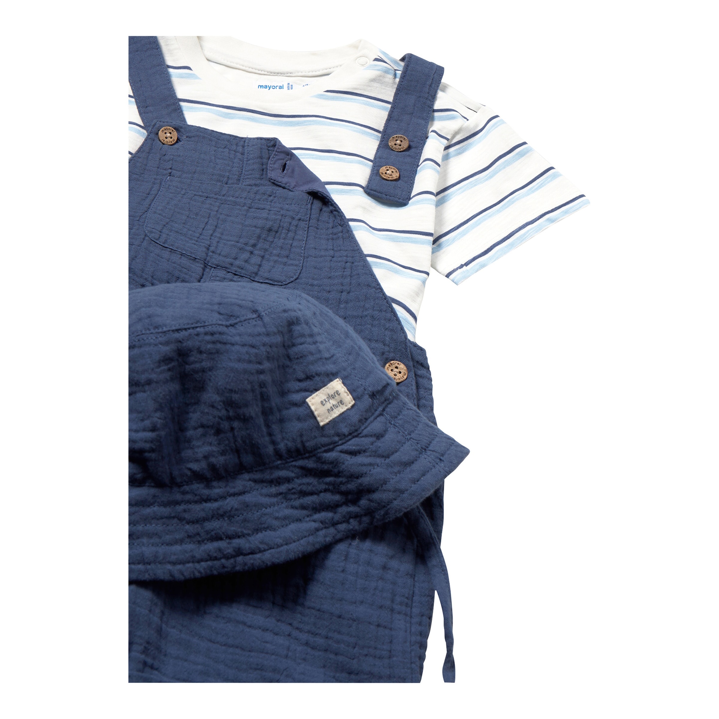 2-tlg. Set T-Shirt und Musselin-Latzhose Ringel