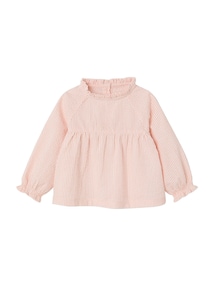 Baby Bluse mit Rüschenkragen aus Seersucker