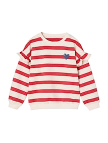 Mädchen Ringel-Sweatshirt, Volantärmel