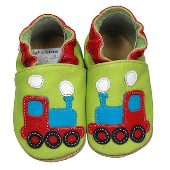 Krabbelschuhe Lokomotive grün