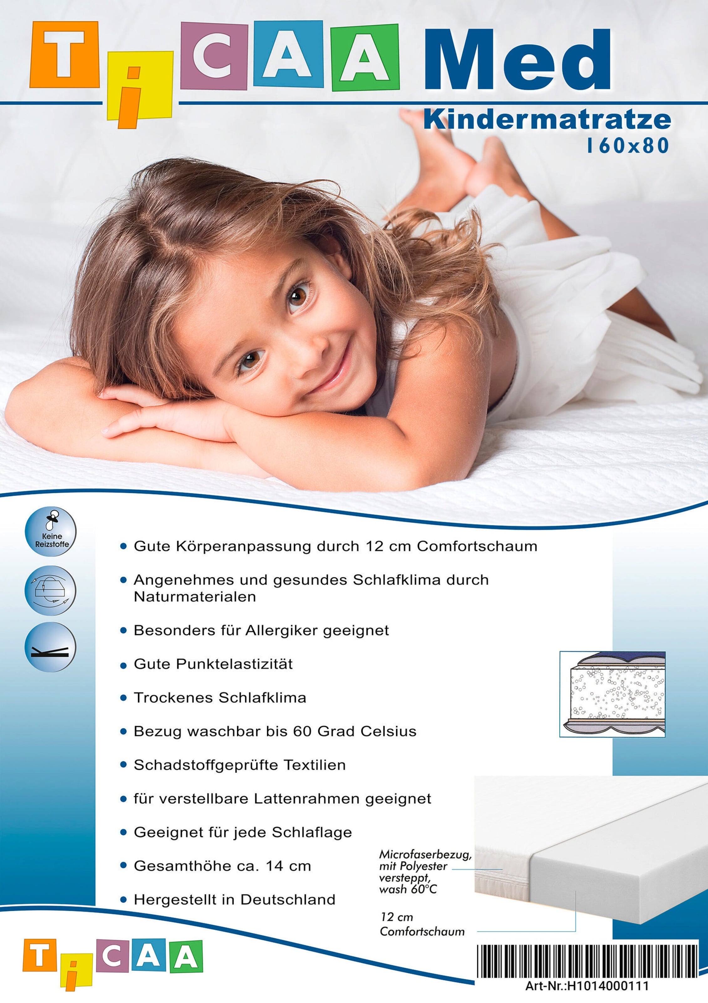 Ticaa Kindermatratze MedAllergen 80x160