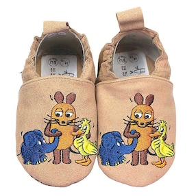 Kinderschuhe RecyStep Maus, Elefant und Ente beige