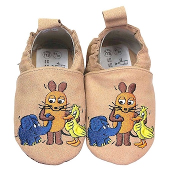 Kinderschuhe RecyStep Maus, Elefant und Ente beige