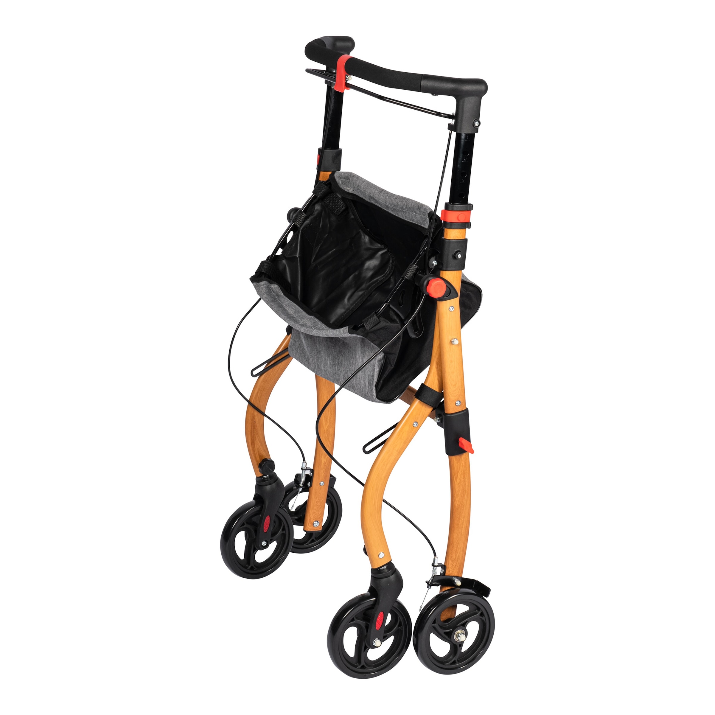 Indoor-Rollator in Holz-Optik mit Tasche und Tablett - AT51040