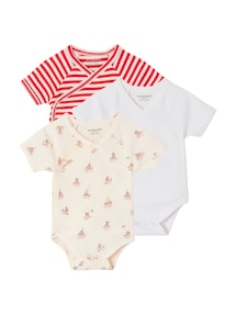 3er-Pack Baby Bodys Wickelform mit kurzen Ärmeln, Bio-Baumwolle