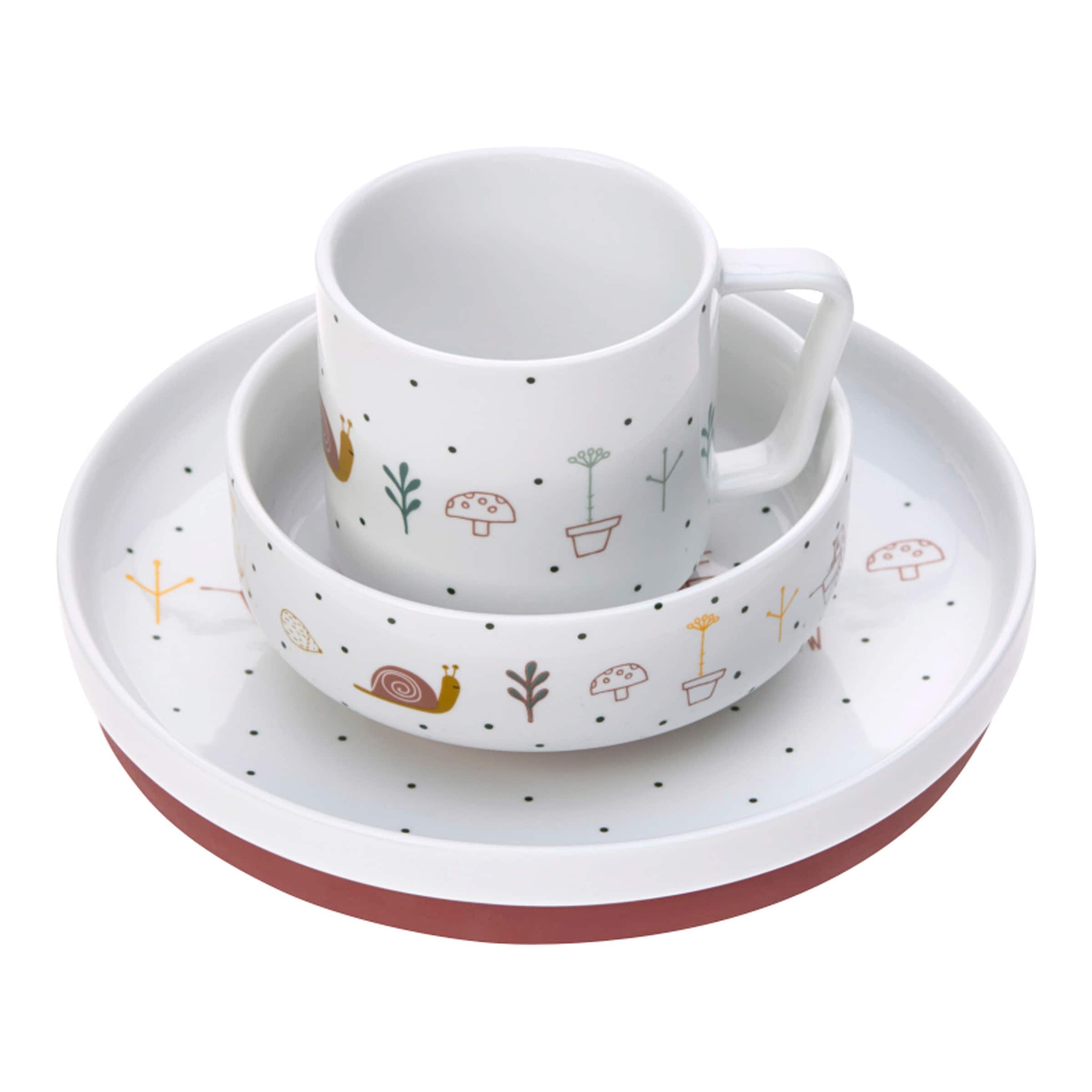 3-tlg. Geschirrset Porzellan