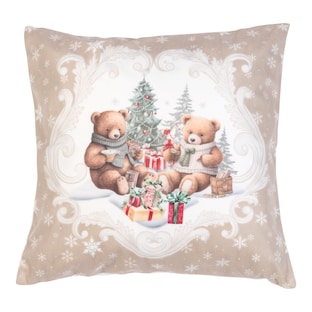 Kussenhoes "Teddy met kerstcadeaus", 40x40 cm