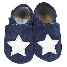 Krabbelschuhe blau mit weißem Stern