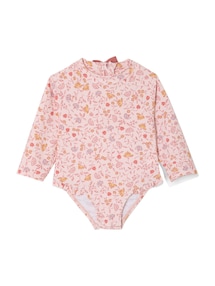 Mädchen Baby Badeanzug mit langen Ärmeln, Blumenprint
