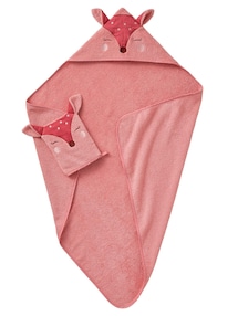 Baby-Set: Badetuch und Waschhandschuh REH