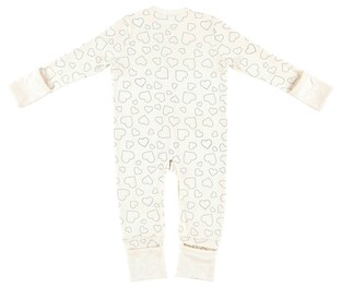 Schlafanzug mit Klappbündchen (BIO-Baumwolle) -  Hearts white