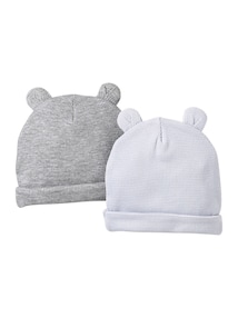 2er-Pack Baby Mützen mit Bärenohren, Bio-Baumwolle