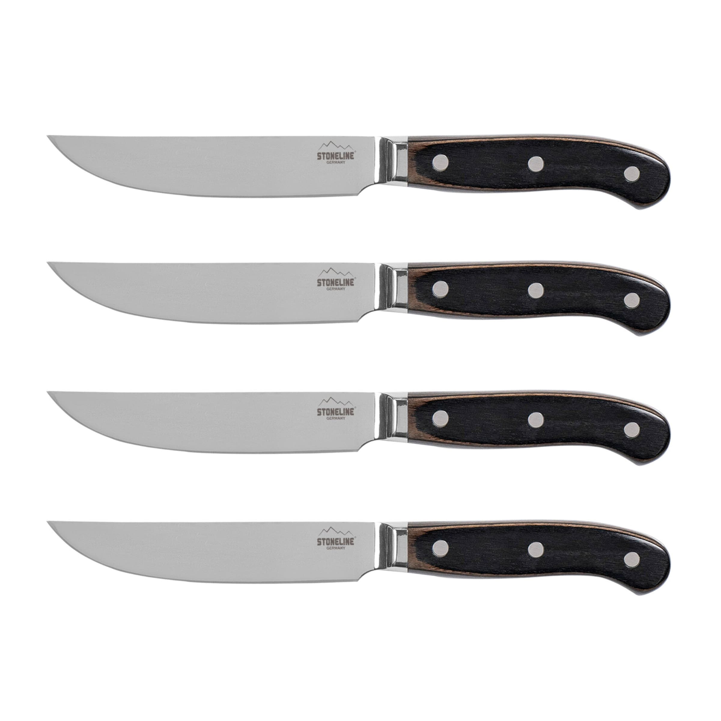 STONELINE® STONELINE Edelstahl Steakmesser Set 4-teilig | Holzgriff