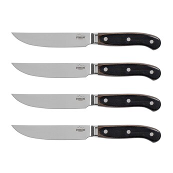 STONELINE Edelstahl Steakmesser Set 4-teilig | Holzgriff
