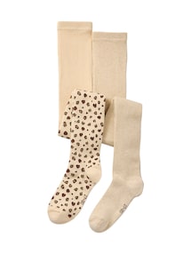2er-Pack Strumpfhosen mit Leo-Muster & goldenen Details, Mädchen