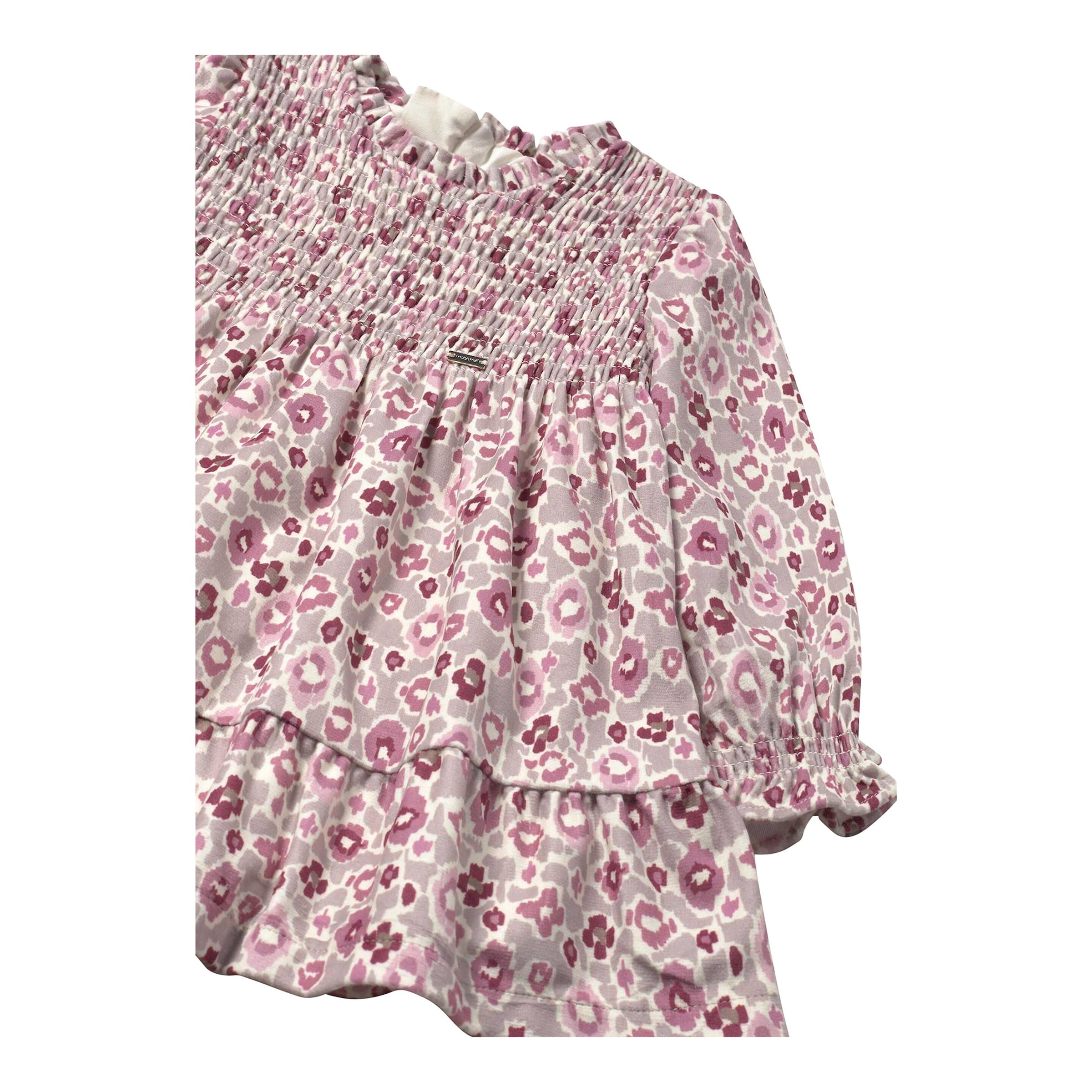 Samt-Kleid langarm Blumen