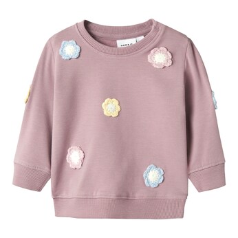 Sweatshirt langarm Blumenstickerei