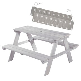 Kindersitzgarnitur Outdoor + in grau mit Bankkissen Little Stars 