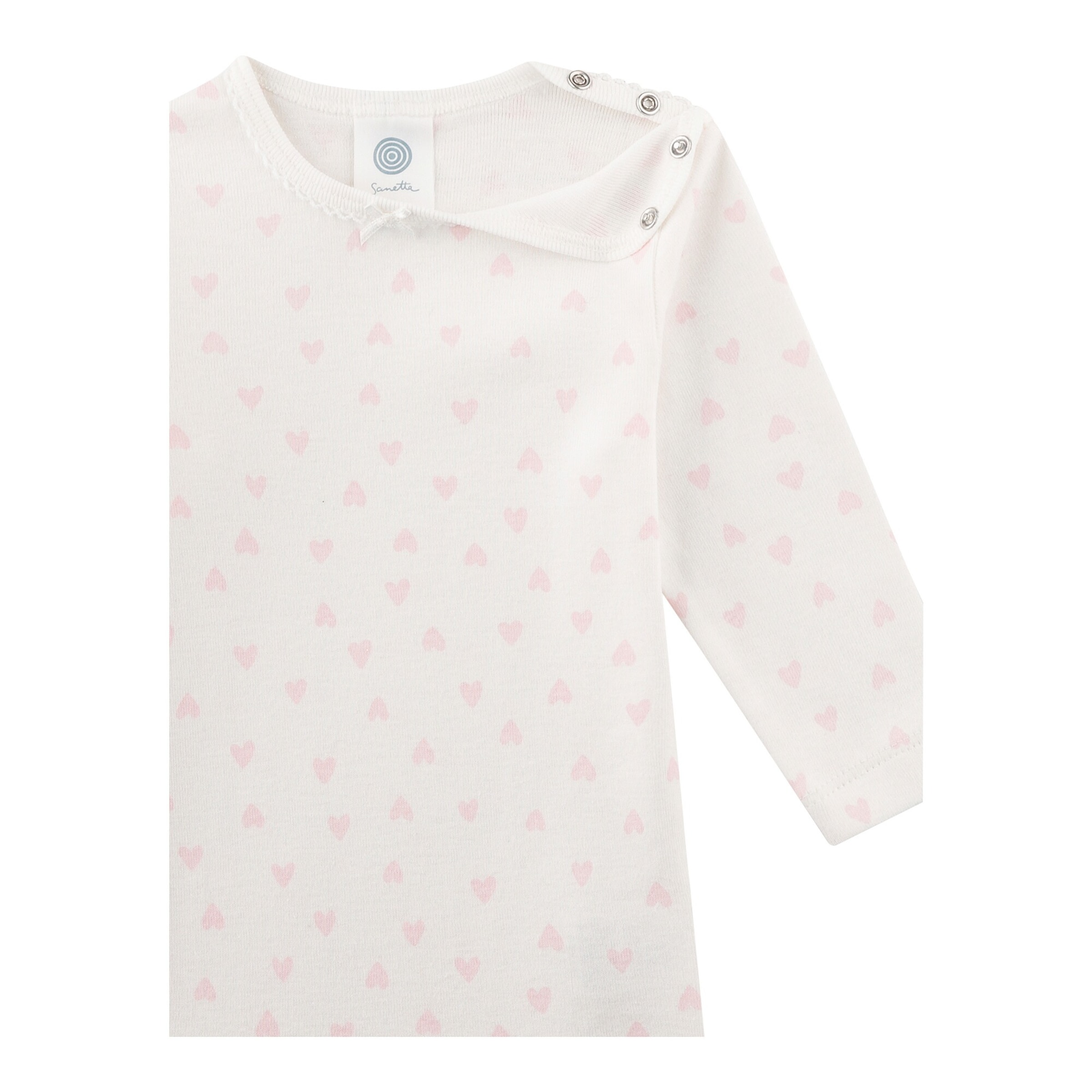 Sanetta Body langarm Herzen natur/rosa