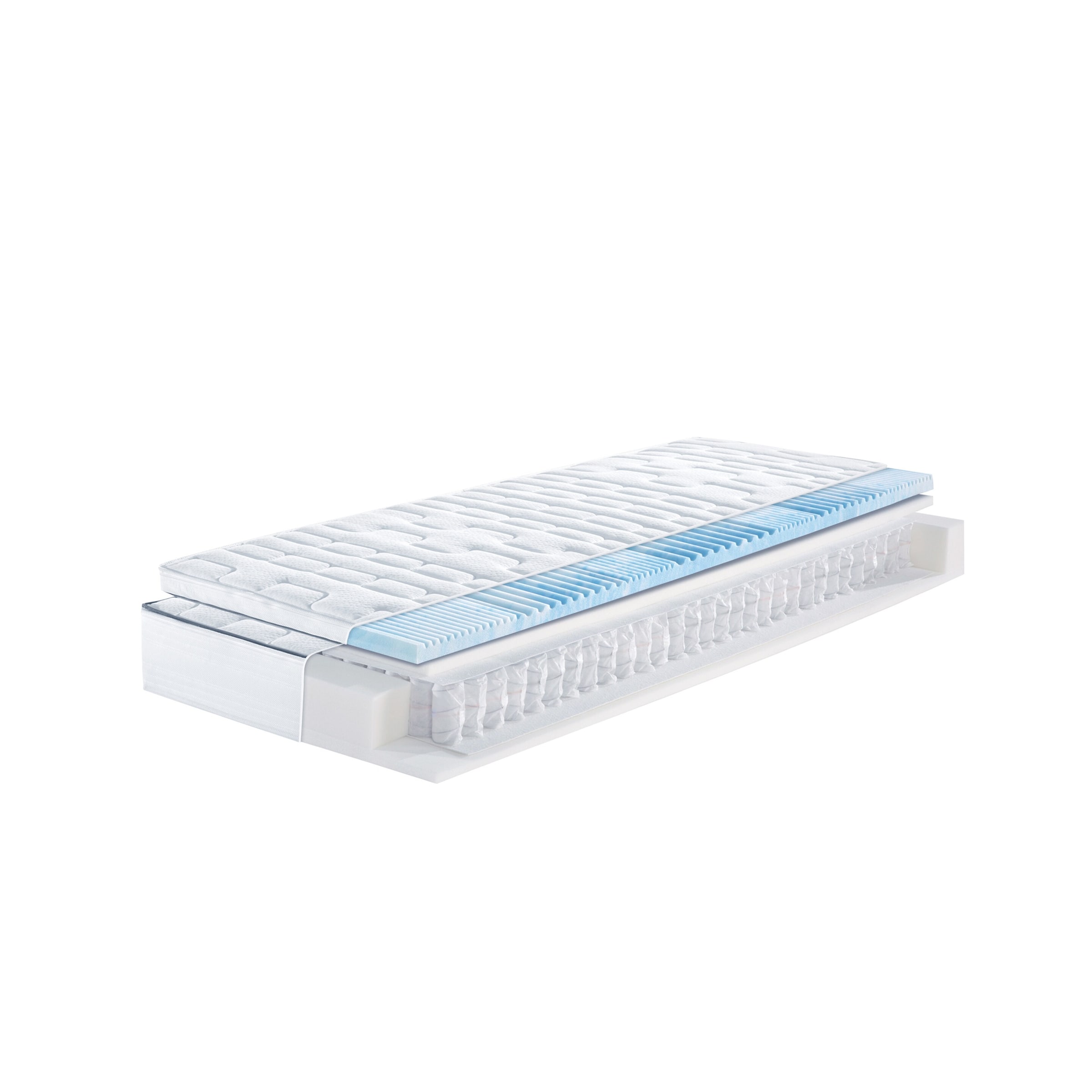 Zonen-Tonnentaschenfederkern-Matratze Megamax First Class Top T inkl. Gelart-Topper weiss
