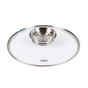 STONELINE Glasdeckel 24 cm mit Aroma-Deckel | Edelstahl