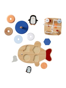 Set aus 3 Holzspielzeugen PINGUIN, Holz FSC®
