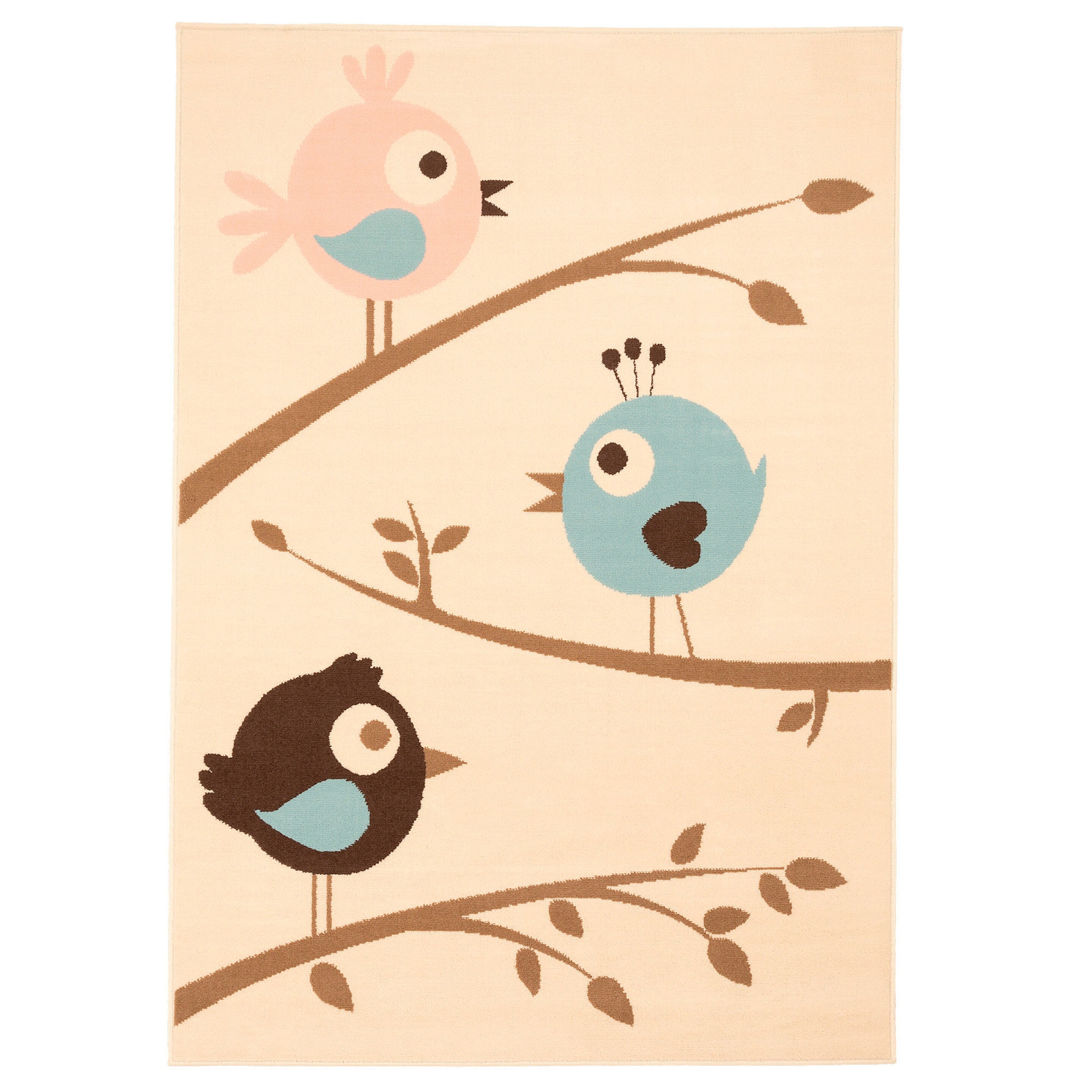 Pergamon Kinderteppich Trendline Vögel Pastell Beige Blau