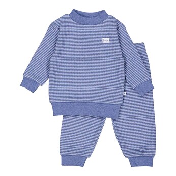 2-tlg. Set Sweatshirt und Jogginghose Waffelpiqué-Optik