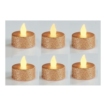 Bougies chauffe-plats à LED « Couleur or » 4 pièces + 2 Gratuites