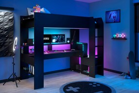 Multifunktionshochbett "Online 1" Schwarz