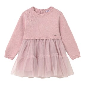 Kleid langarm 2in1 Strickpullover und Tüllrock