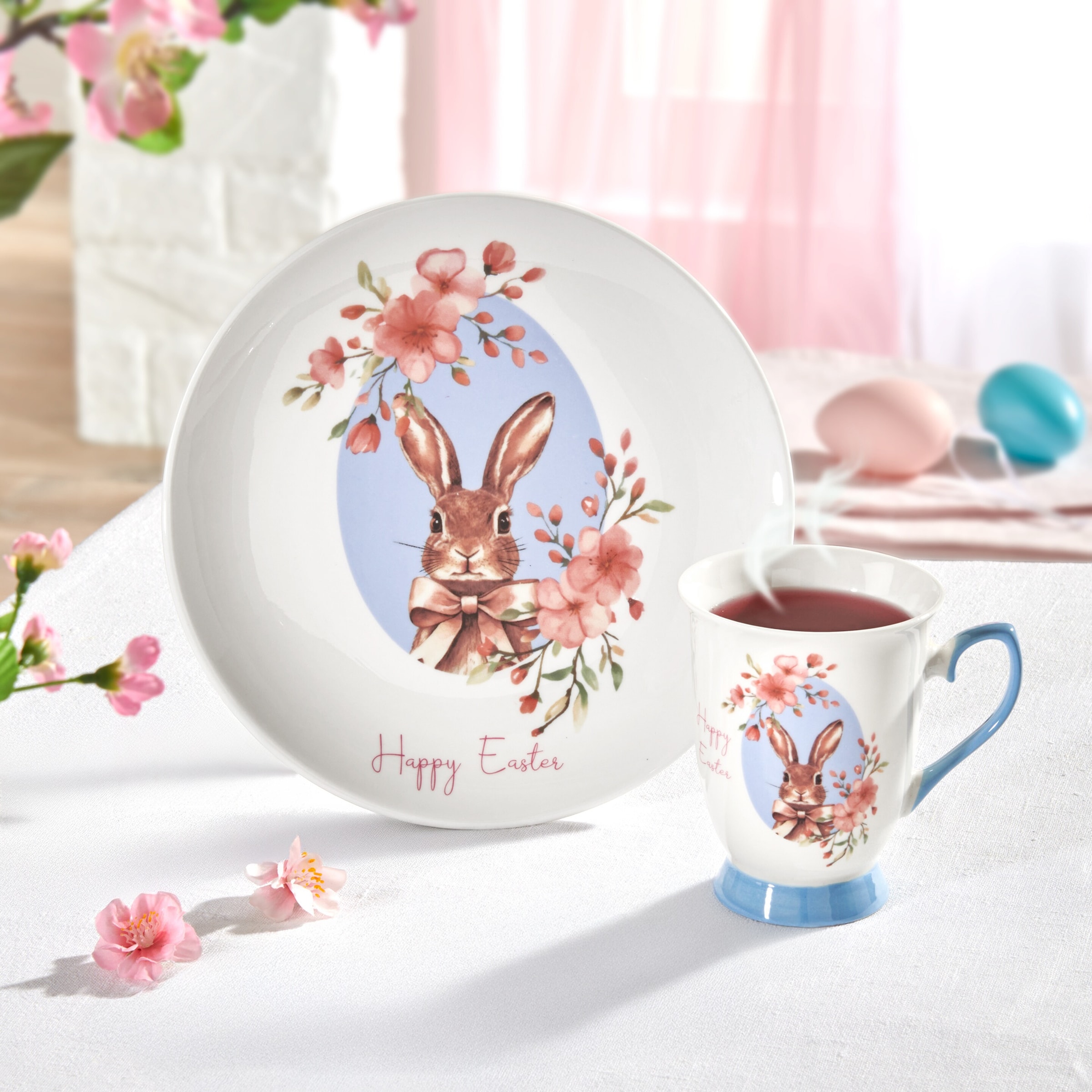 Porzellan-Geschirr-Set "Ostern", 2-teilig