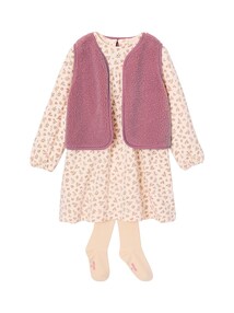 Mädchen Set: Kleid, Weste und Strumpfhose