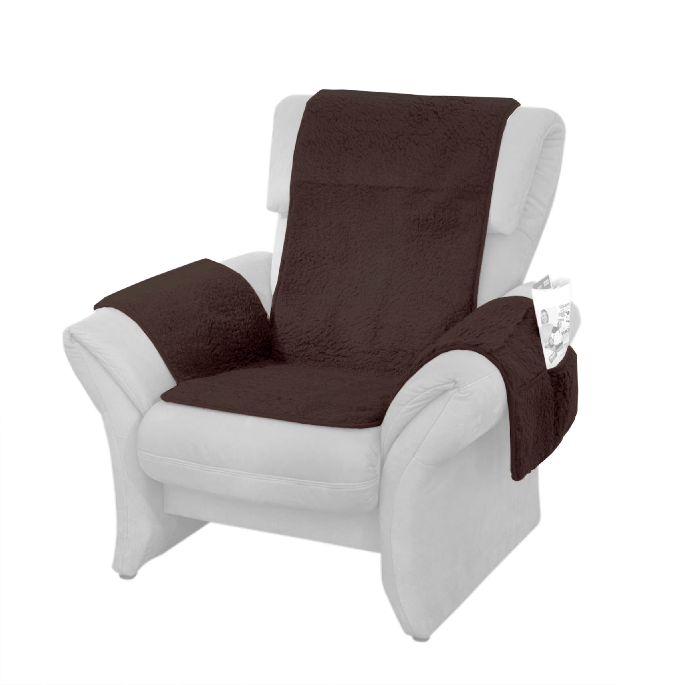Sesselschoner mit Schurwolle, braun