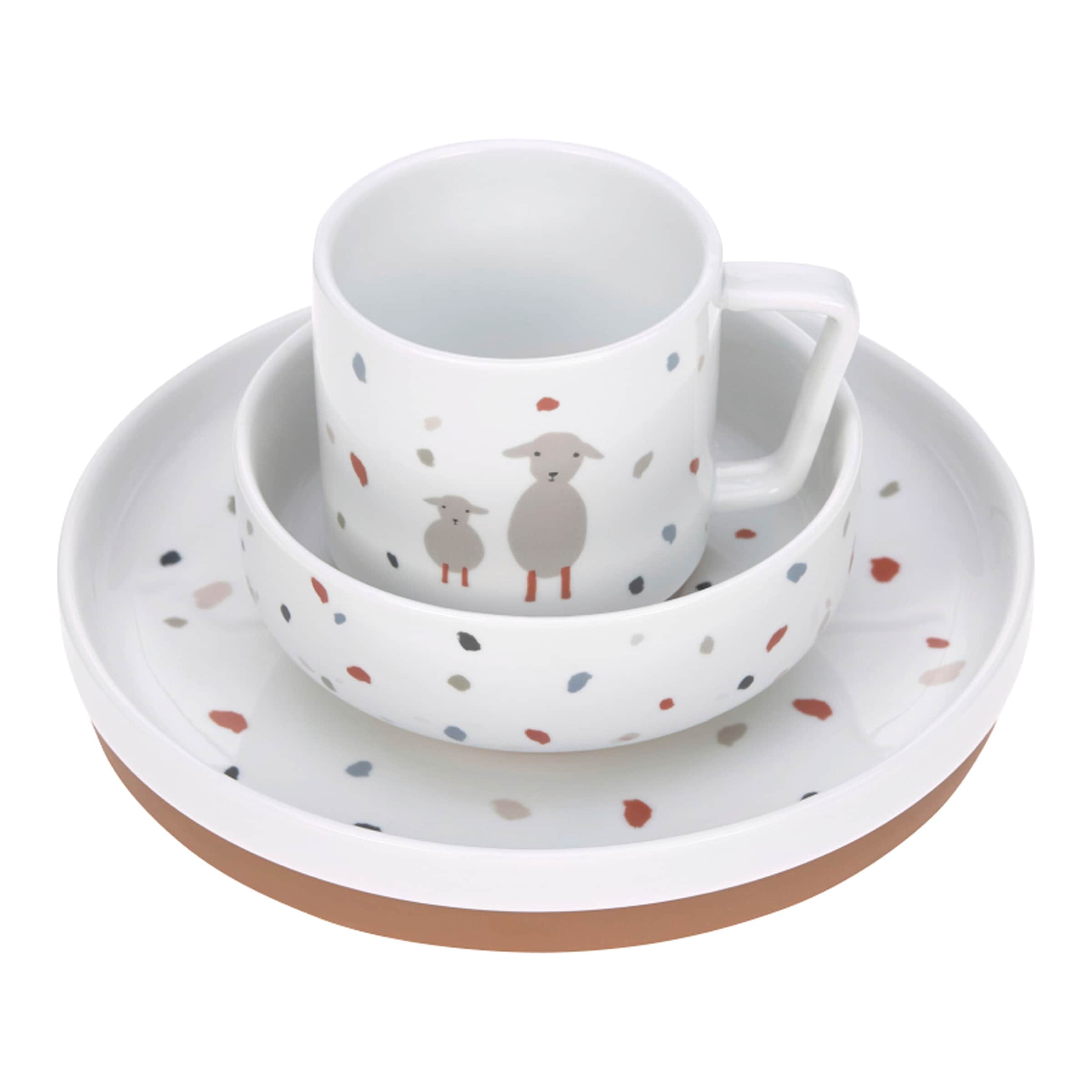 3-tlg. Geschirrset Porzellan