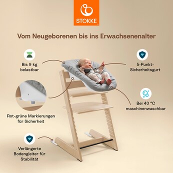 Bundle Treppenhochstuhl Eiche inkl. Newbornset light grey & Babyset