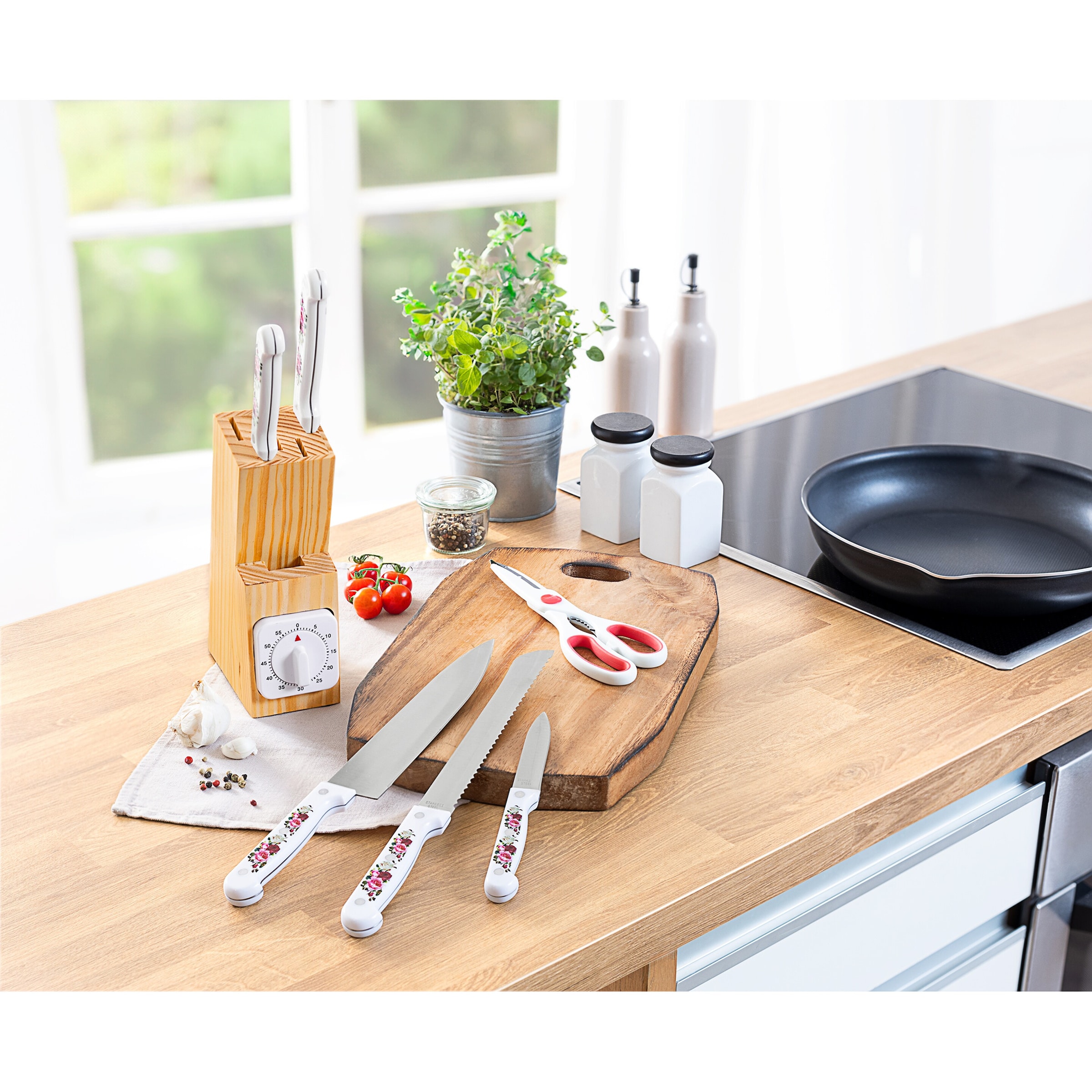 Messerblock „Rosen“, 7-teilig