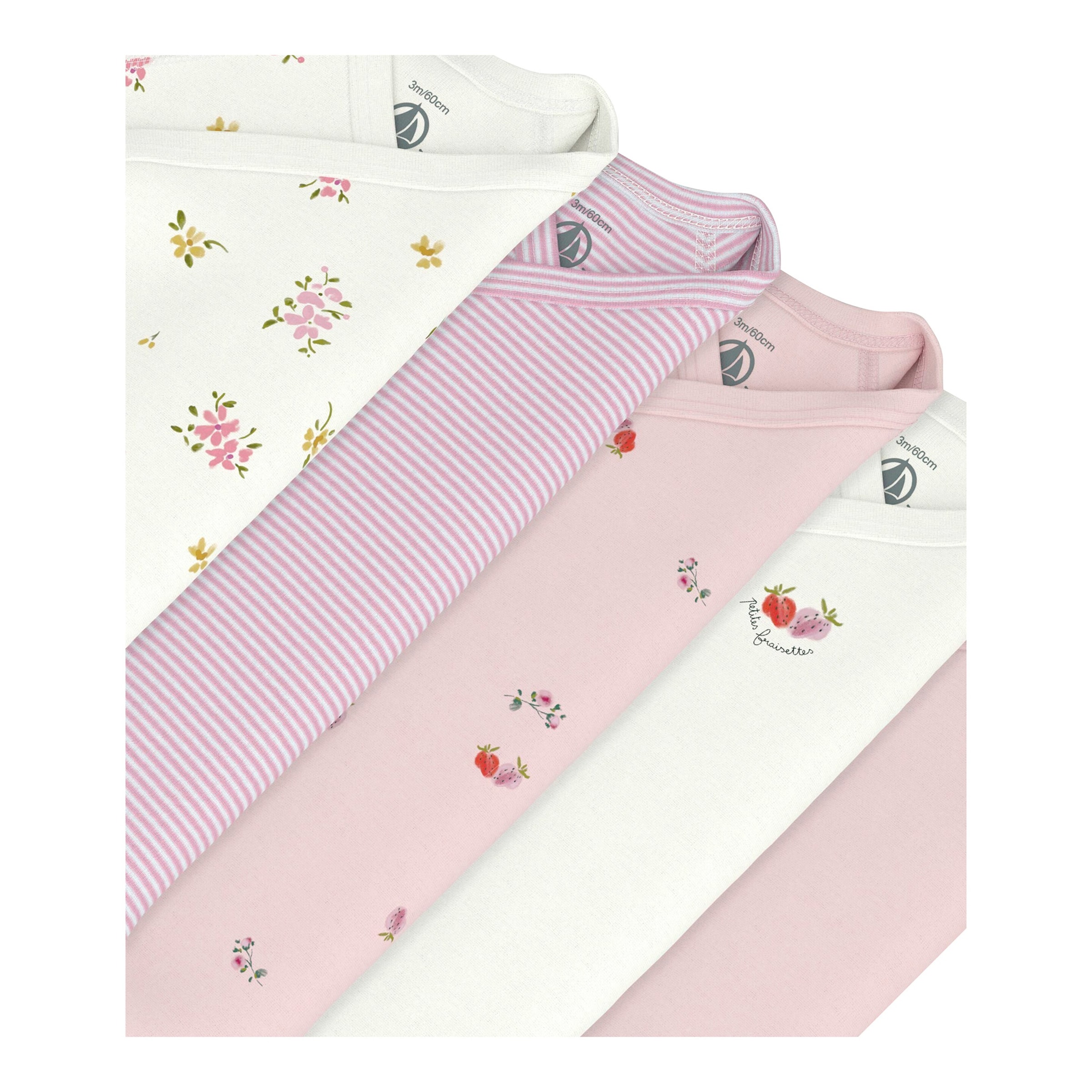 5er-Pack Wickelbodys langarm Blumen Erdbeeren