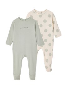 2er-Pack Baby Schlafanzüge mit Rückenöffnung