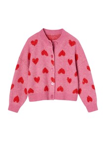 Mädchen Cardigan mit Jacquard-Herzen und Recycling-Polyester