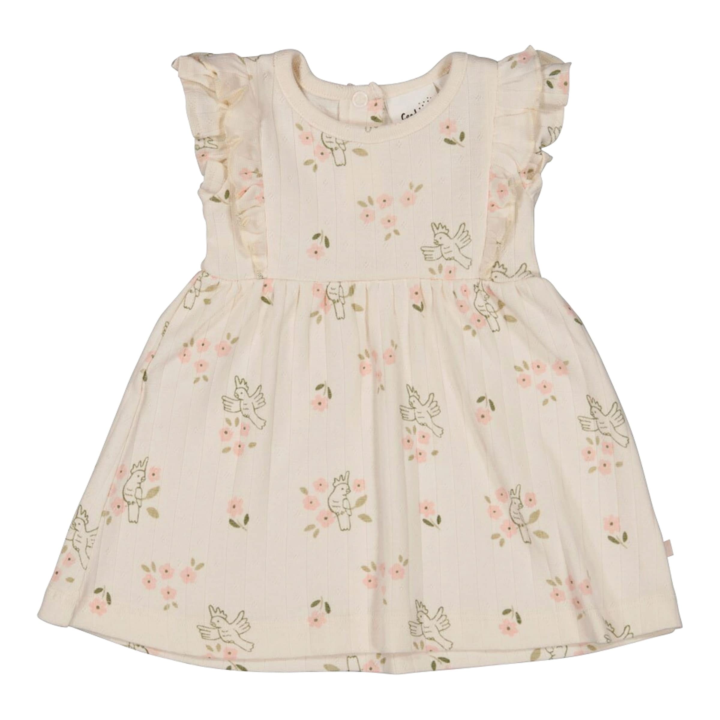 Feetje Ajour-Kleid Flügelarm Papageien Blumen