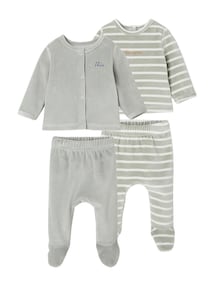 2er-Pack Baby Samt-Schlafanzüge uni und gestreift